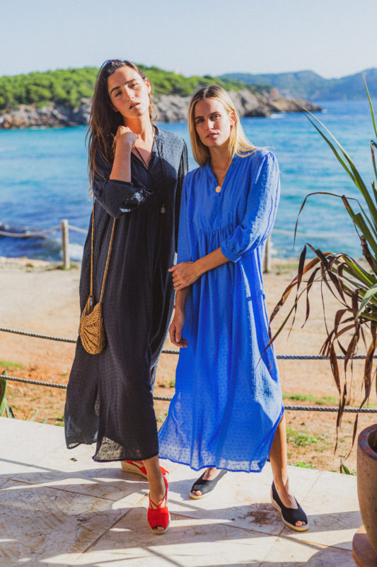 Santa Monica dress viscose plumetti in ocean blue and anthrazite, size S-XL